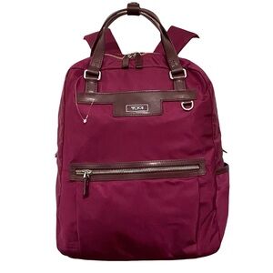 Tumi Ascot Convertible Backpack Burgundy Plum Nylon Leather